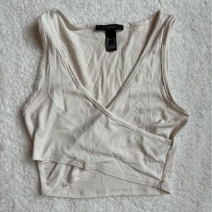 Forever 21 Cream Wrap Crop Top